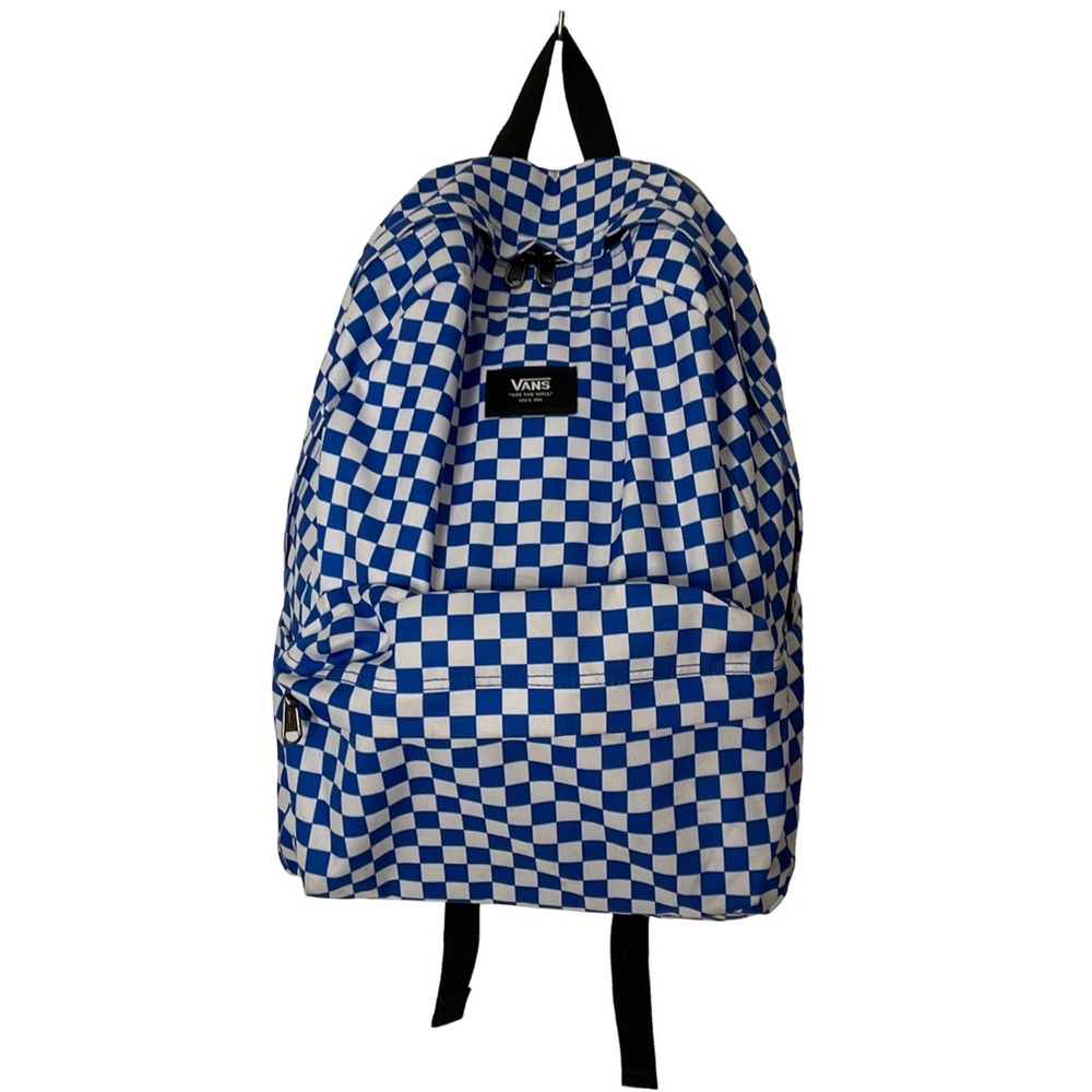 Vans Old Skool Classic Backpack Victoria Blue Check; Front & Top Zip Pockets